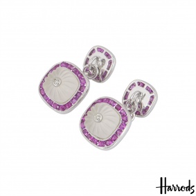Harrods White Gold Diamond & Multi-Gem Cufflinks